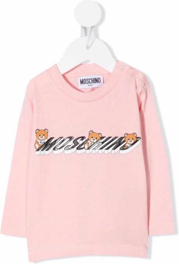Moschino Kids T-shirt met teddybeerprint Roze