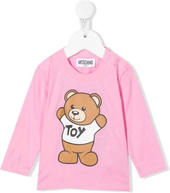 Moschino Kids T-shirt met teddybeerprint Roze