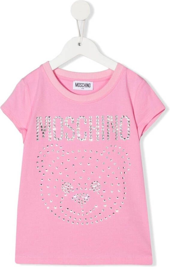 Moschino Kids T-shirt verfraaid met kristallen Roze