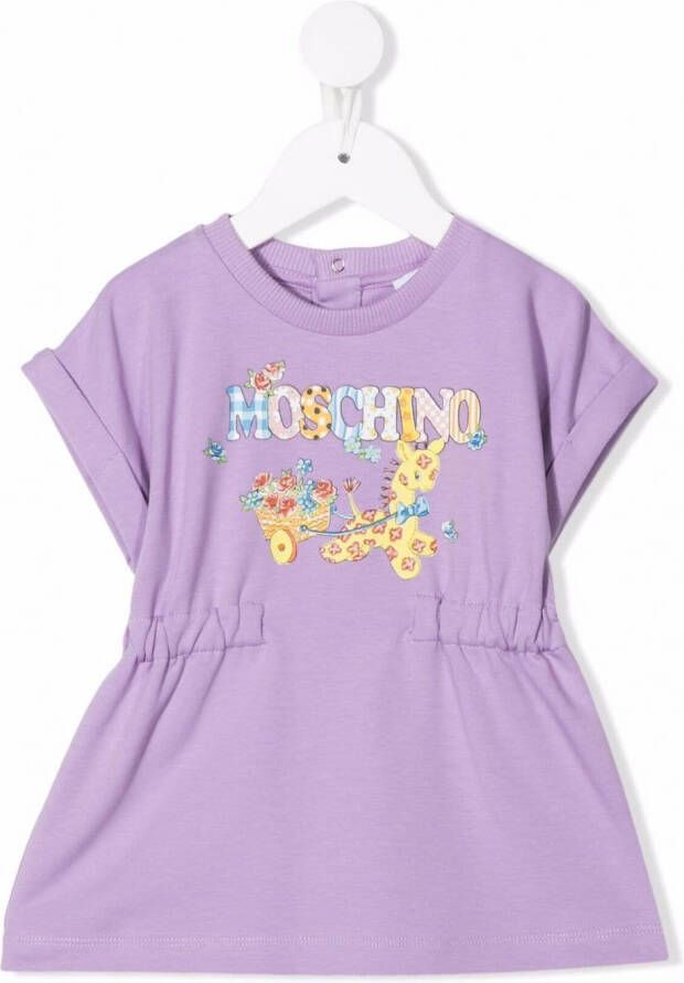 Moschino Kids T-shirtjurk met logoprint Paars