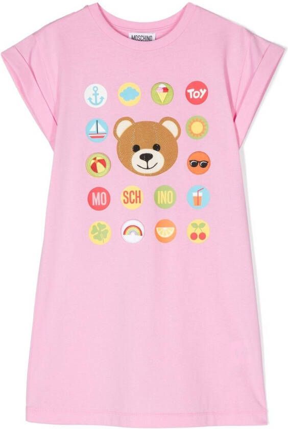 Moschino Kids T-shirtjurk met logoprint Roze