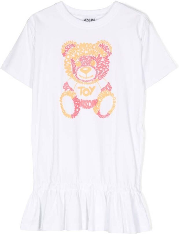 Moschino Kids T-shirtjurk met logoprint Wit