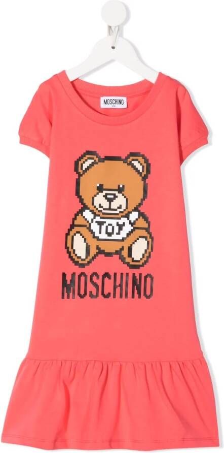 Moschino Kids T-shirtjurk met teddybeerprint Roze