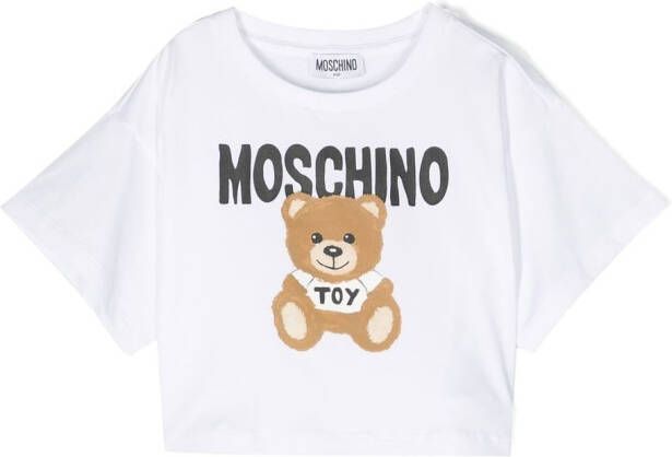 Moschino Kids Cropped T-shirt Wit