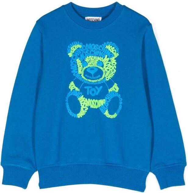 Moschino Kids Sweater met teddybeer print Blauw