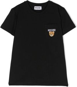 Moschino Kids T-shirt met geborduurde teddybeer Zwart