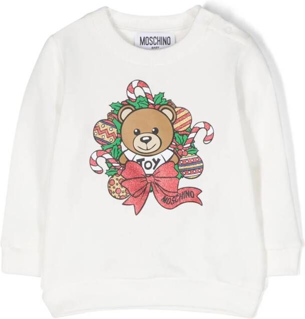 Moschino Kids Sweater met glitters Wit