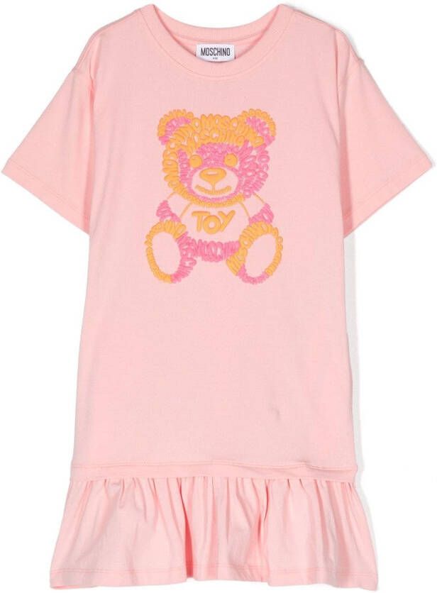 Moschino Kids Mini-jurk met teddybeerprint Roze