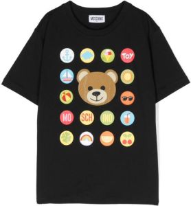 Moschino Kids T-shirt met teddybeer-patroon Zwart