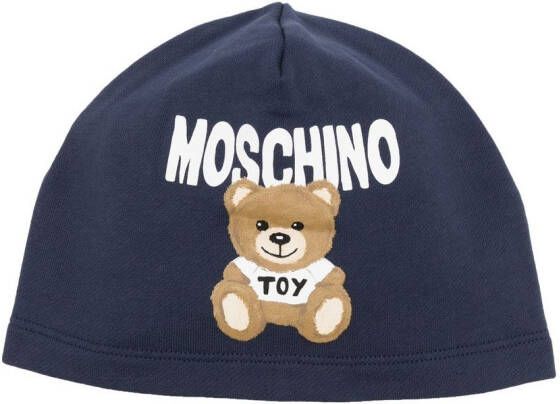 Moschino Kids Muts met teddybeerprint Blauw
