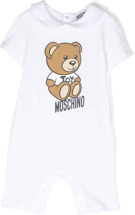 Moschino Kids Romper met teddybeerprint Wit