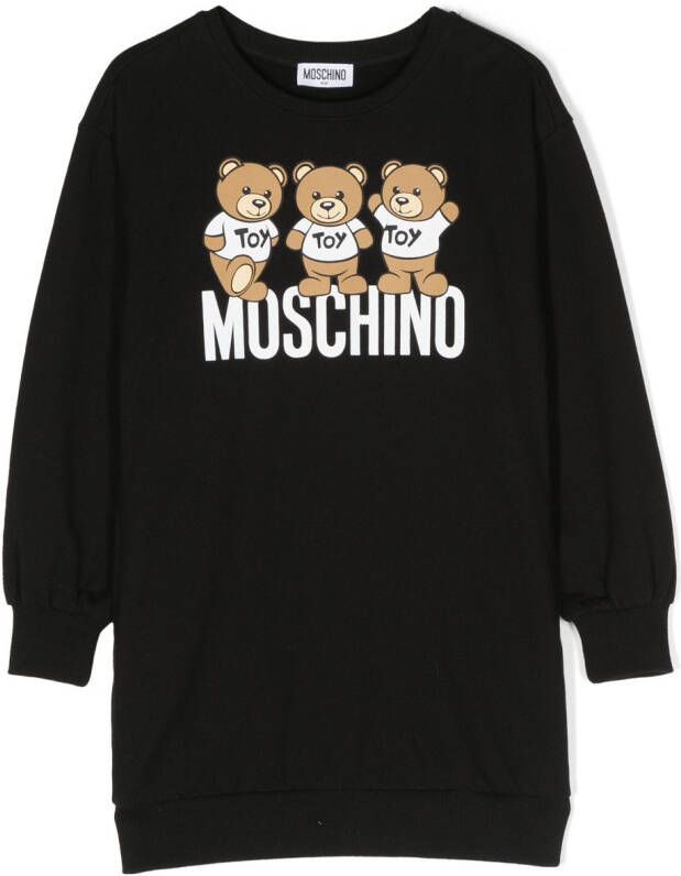 Moschino Kids Sweaterjurk met teddybeerprint Zwart