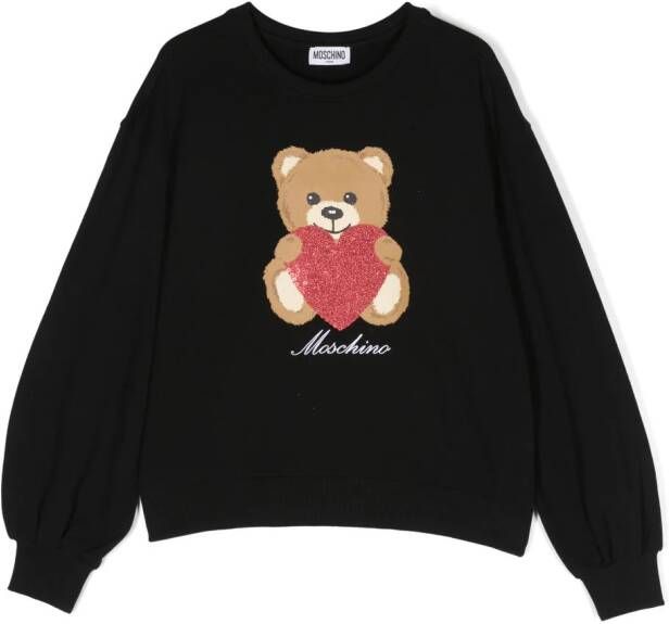 Moschino Kids Sweater met teddybeerprint Zwart