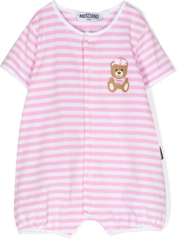 Moschino Kids Gestreept babypakje Roze