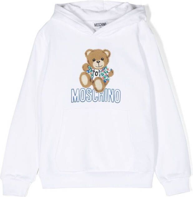 Moschino Kids Hoodie met teddybeerprint Wit