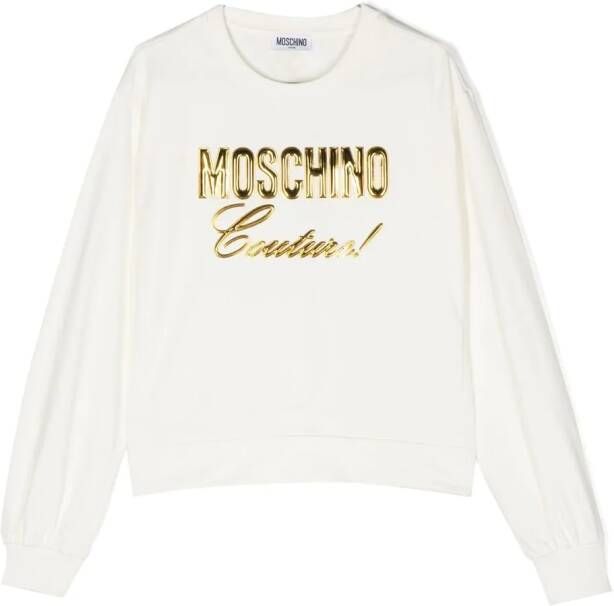 Moschino Kids T-shirt met logo-reliëf Beige