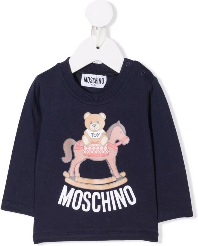Moschino Kids Top met logoprint Blauw