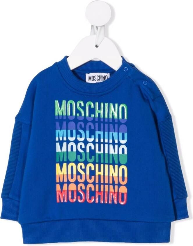 Moschino Kids Top met logoprint Blauw