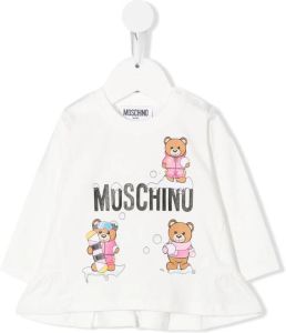 Moschino Kids Top met teddybeerprint Wit