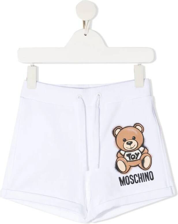 Moschino Kids Trainingsshorts met teddybeerprint Wit