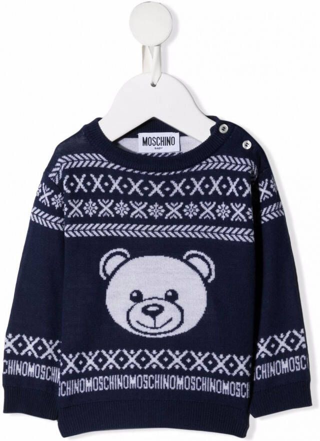 Moschino Kids Trui met teddybeerprint Blauw