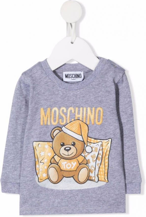 Moschino Kids Trui met teddybeerprint Grijs