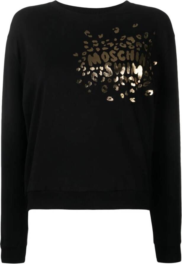 Moschino Sweater met logo jacquard Zwart