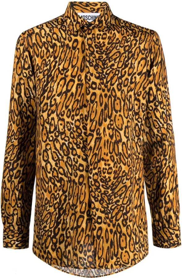 Moschino Overhemd met luipaardprint Beige