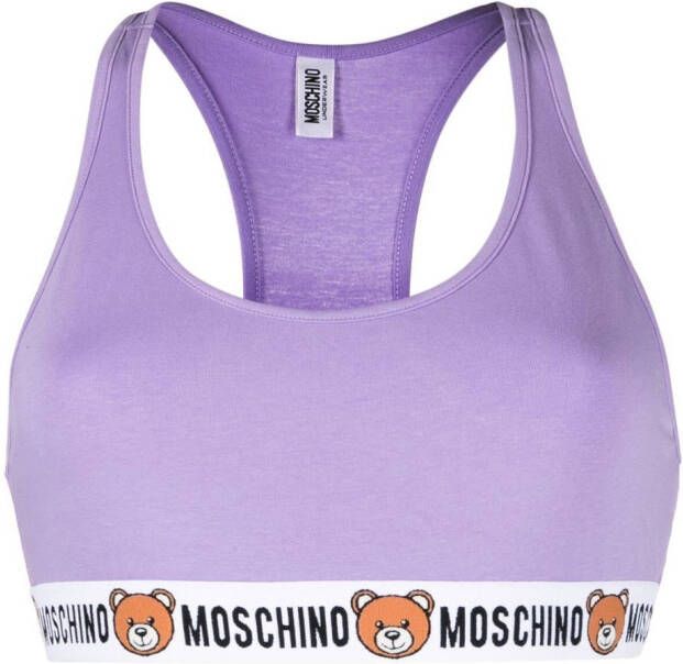 Moschino Sport-bh met logoband Paars