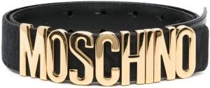 Moschino logo-buckle leather belt Zwart
