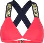 Moschino Bikinitop met logo reliëf Roze - Thumbnail 1