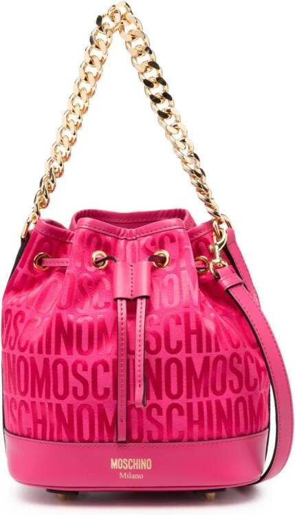 Moschino Bucket-tas met logo jacquard Roze