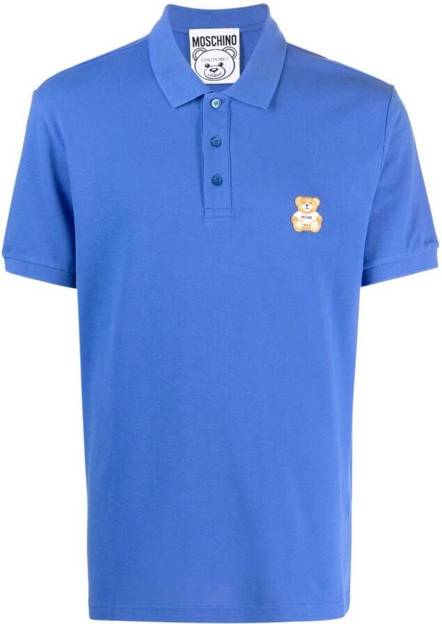 Moschino Poloshirt met logopatch Blauw
