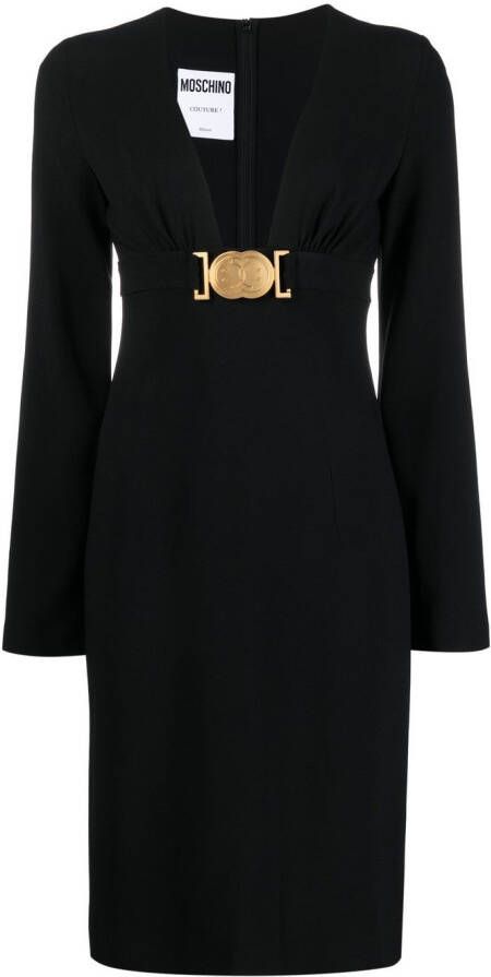 Moschino Jurk met logoplakkaat Zwart