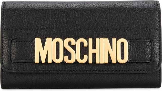 Moschino logo plaque wallet Zwart