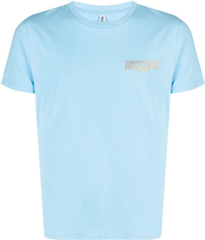 Moschino T-shirt verfraaid met stras Blauw