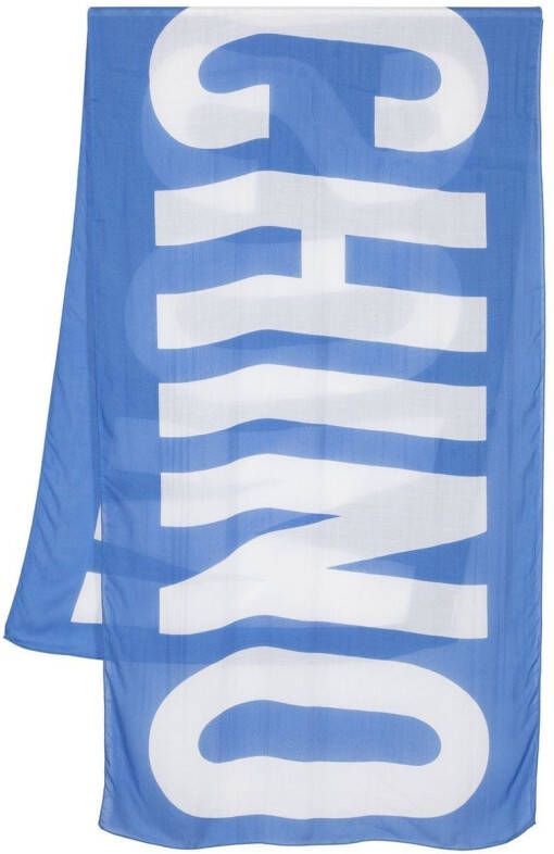 Moschino Sjaal met logoprint Blauw