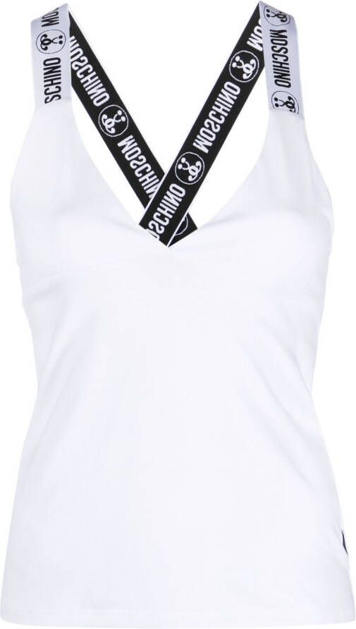 Moschino Tanktop met logo schouderband Wit