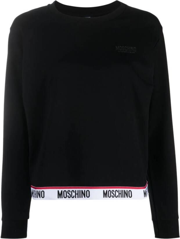 Moschino T-shirt met logo tailleband Zwart