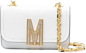 Moschino M-plaque leather crossbody bag Wit