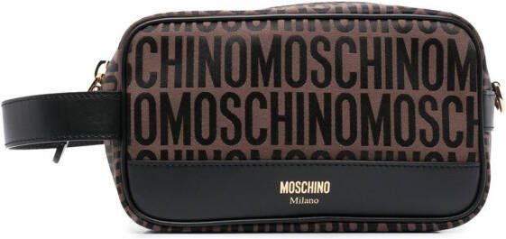 Moschino Make-up tas met logo Bruin