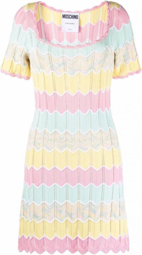 Moschino Midi-jurk met zigzagpatroon Geel