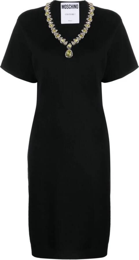 Moschino Midi-jurk verfraaid met edelsteen Zwart