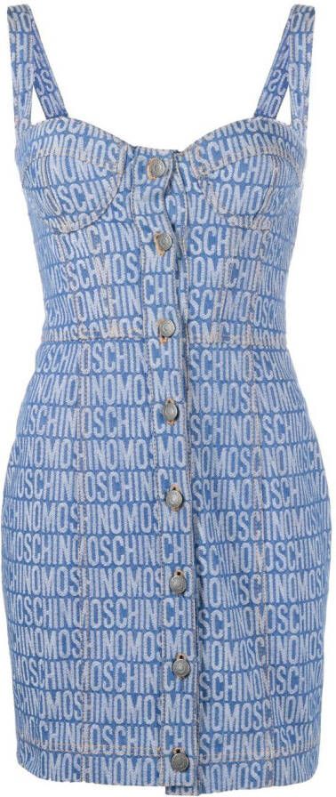 Moschino Mini-jurk met monogramprint Blauw