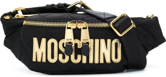 Moschino nylon logo patch belt bag Zwart