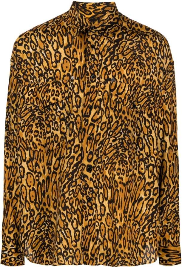 Moschino Overhemd met luipaardprint Beige