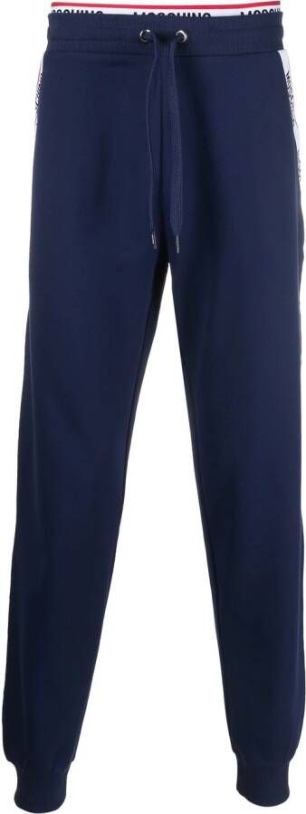Moschino Pantalon met logo tailleband Blauw