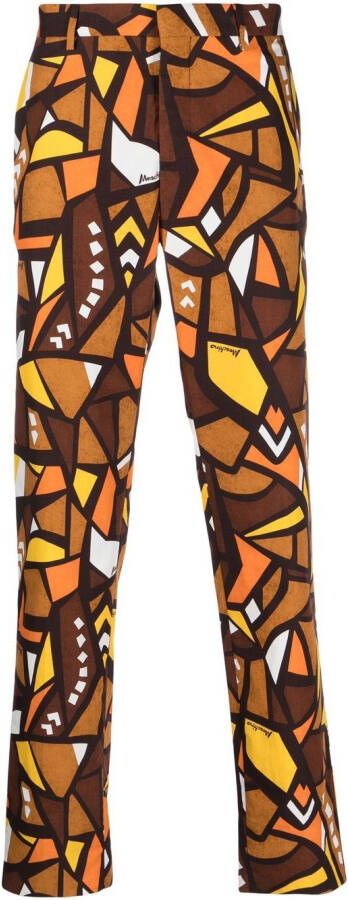 Moschino Pantalon met mozaïekprint Bruin