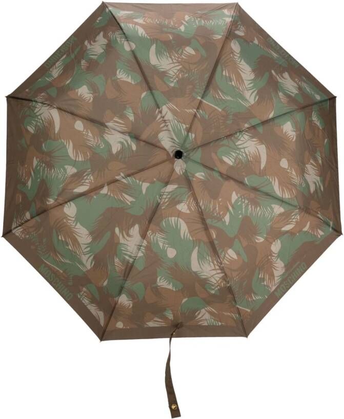 Moschino Paraplu met camouflageprint Bruin