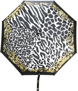 Moschino Paraplu met dierenprint Zwart